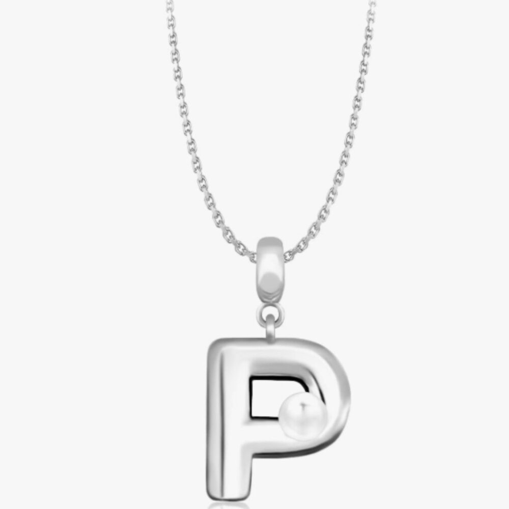 Milan Chiva Bubble Initial Letter Pendant Necklaces for Women - Gold Plated - P